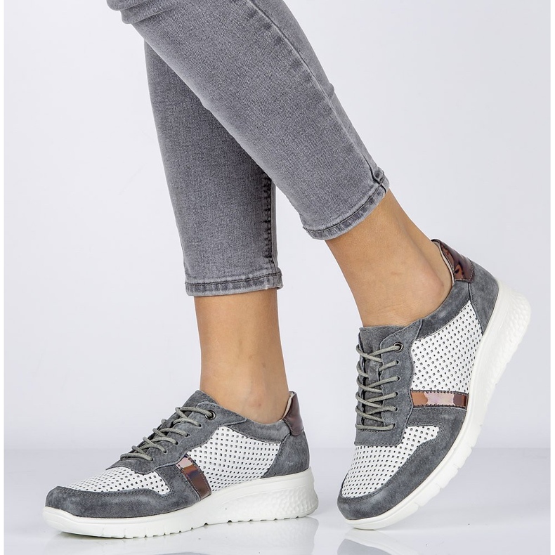 Nahkakengät Filippo DP1389 / 20 Wh Gr Harmaa valkoinen keltainen 1