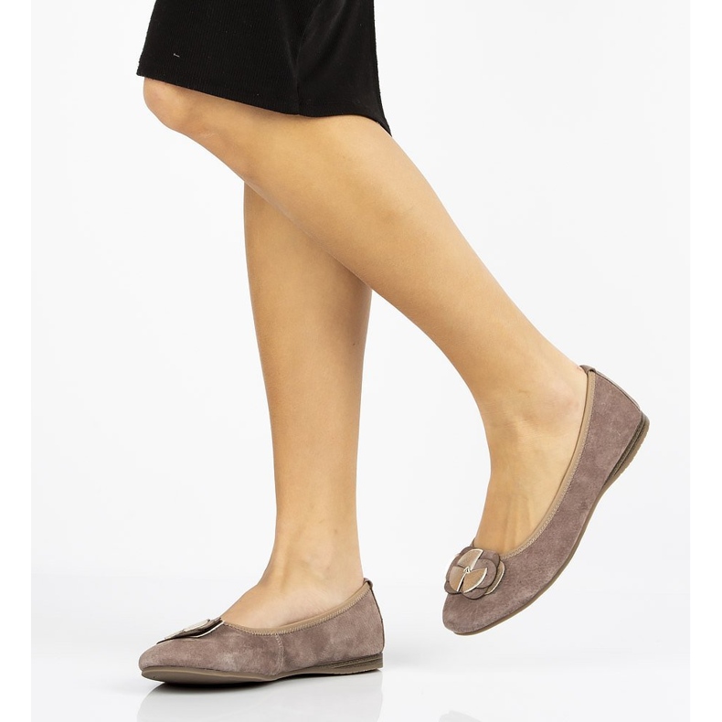 Nahkabalerinat Filippo DP1216 / 20 Sd hiekka beige ruskea 2