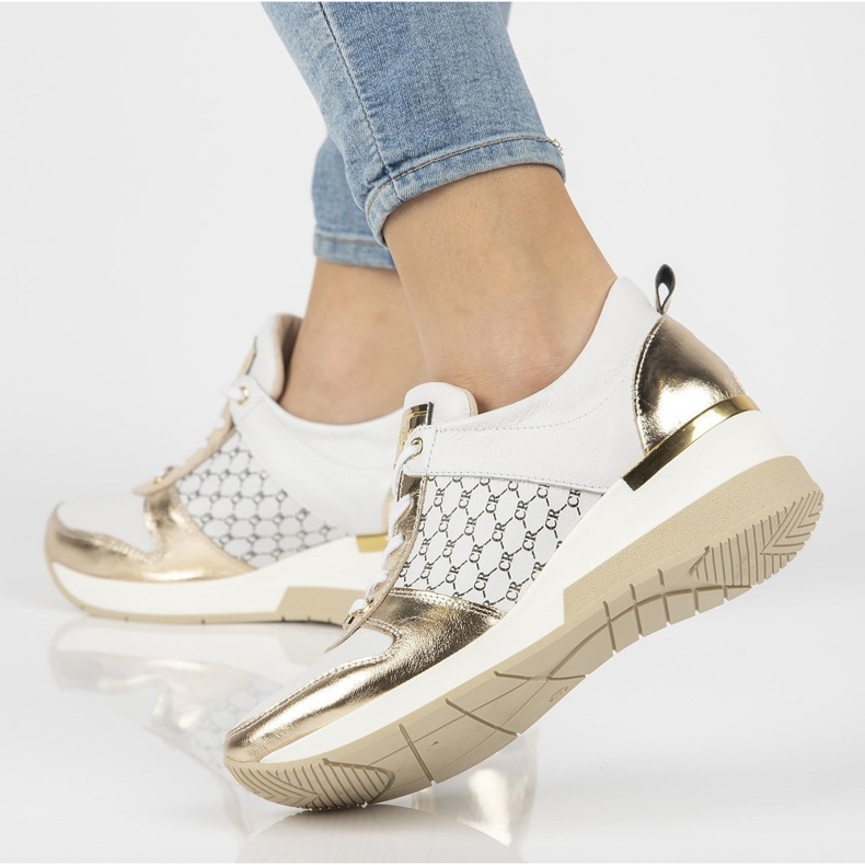 Nahkaiset lenkkarit Filippo 062 valkokulta valkoinen kultainen 1