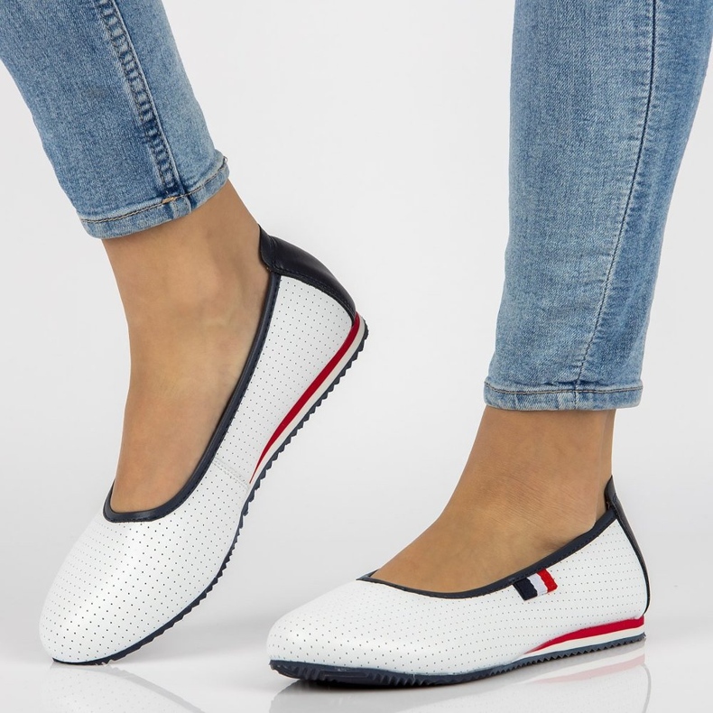 Nahkaballerinat Filippo DP2171 / 21 Wh valkoinen 2