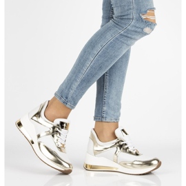 Nahkaiset lenkkarit Filippo 086 valkoiset valkoinen kultainen 1