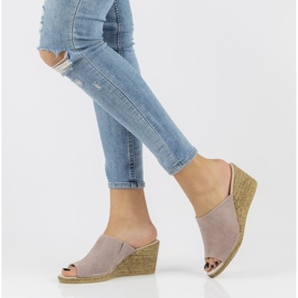 Nahkaiset tossut Filippo DK2143 / 21 Sd kanerva-beige monivärinen vaaleanpunainen 1