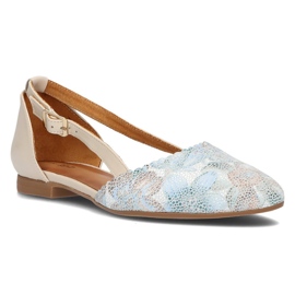 Nahkakengät Filippo 4972A beige ja turkoosi 1