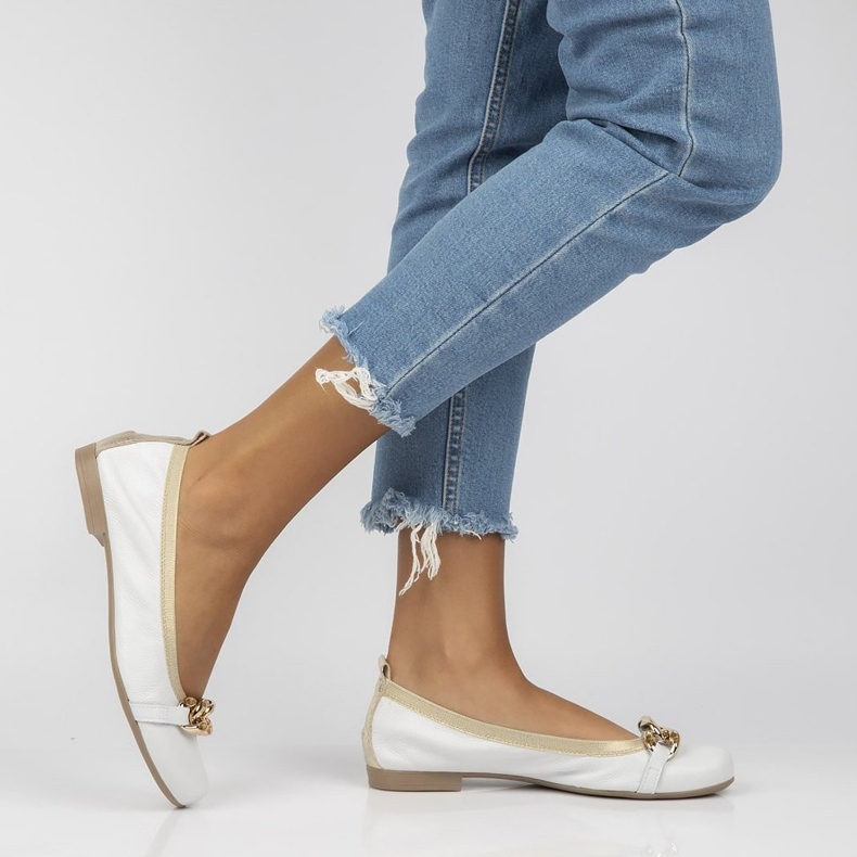 Nahkainen Filippo 100 ballerina valkoinen 1