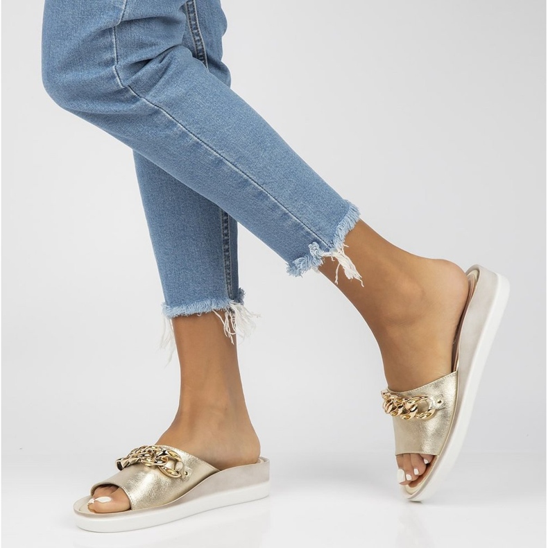 Nahkaiset tossut Filippo 105 kultaa kultainen 2