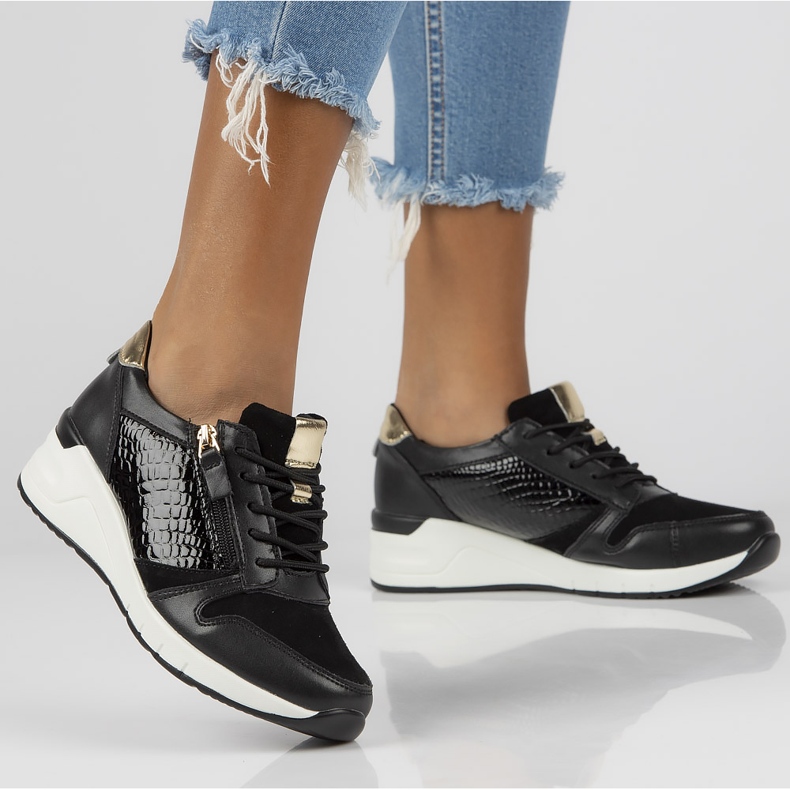 Nahkaiset lenkkarit Filippo DP2052 / 21 Bk mustat 2