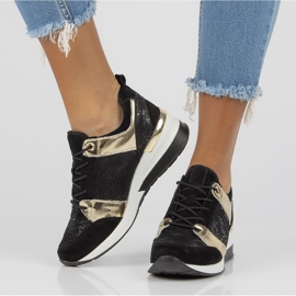 Nahkaiset lenkkarit Filippo DP3170 / 21 Go musta kulta 2