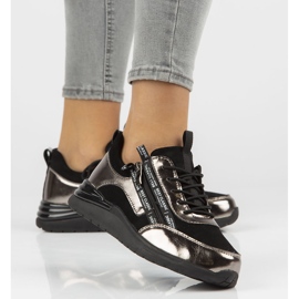 Nahkaiset lenkkarit Filippo DP3149 / 21 Bk Gn tummaa nikkeliä musta hopea 1