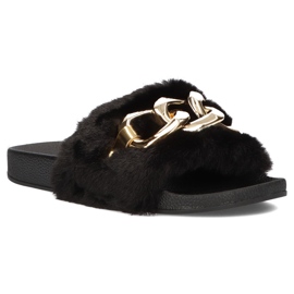 Filippo Mustat tossut turkisella, kultaketju QT300 1