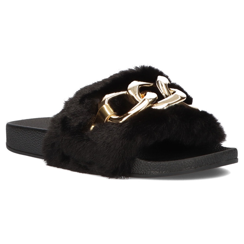 Filippo Mustat tossut turkisella, kultaketju QT300 1