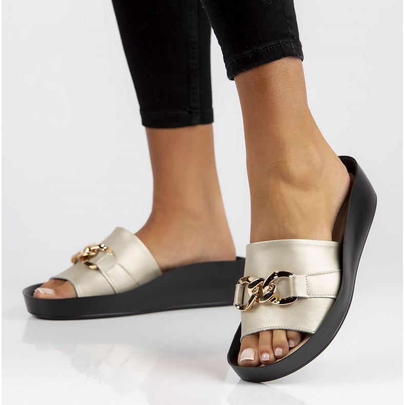 Nahkaiset tossut Filippo DK3590 / 22 Go golden kultainen 1