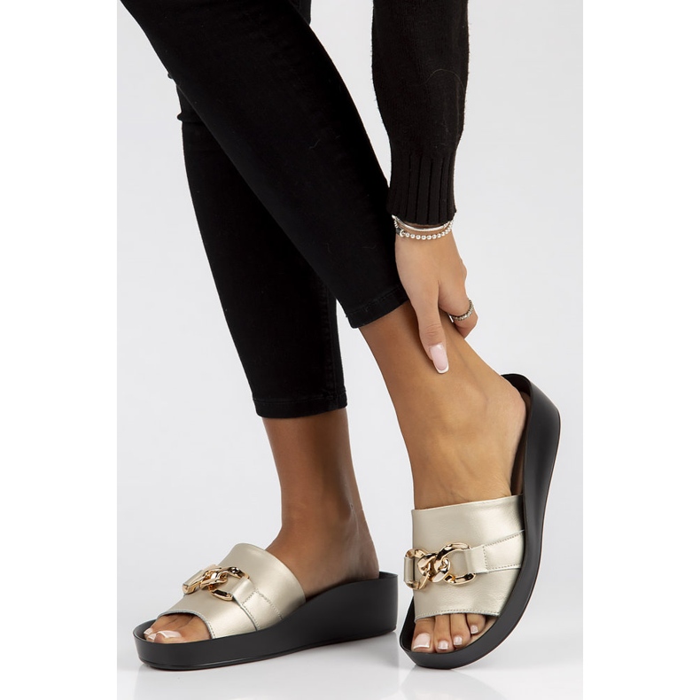 Nahkaiset tossut Filippo DK3590 / 22 Go golden kultainen 2