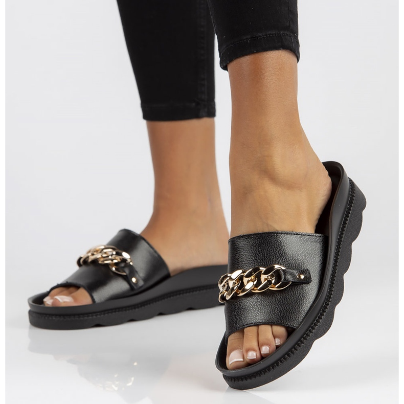 Nahkaiset tossut Filippo DK3597 / 22 Bk musta 1