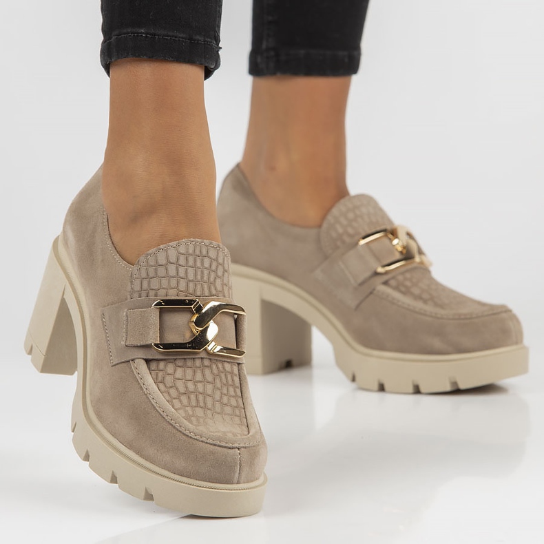 Nahka kengät Filippo 20097 Taupe harmaa 2