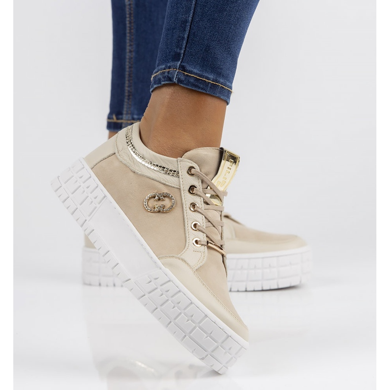 Nahkaiset lenkkarit Filippo 149 beige 2