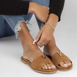 Nahkaiset tossut Filippo LH-200 Camel ruskea 2