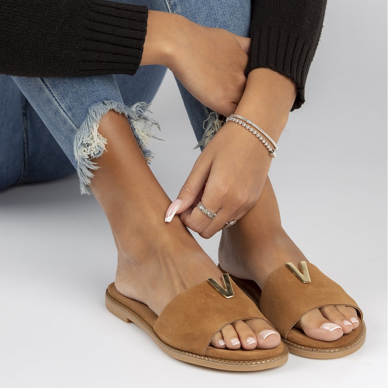 Nahkaiset tossut Filippo LH-200 Camel ruskea 2