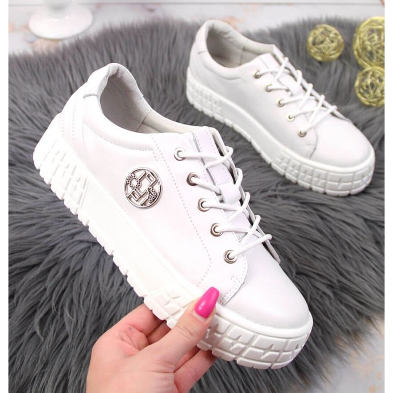 Nahkaiset alustakengät Filippo W PAW320A valkoiset valkoinen 1