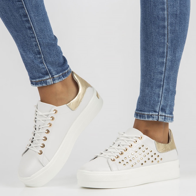 Nahkakengät FILIPPO DP3531 / 22 Wh valkoinen kultainen 2