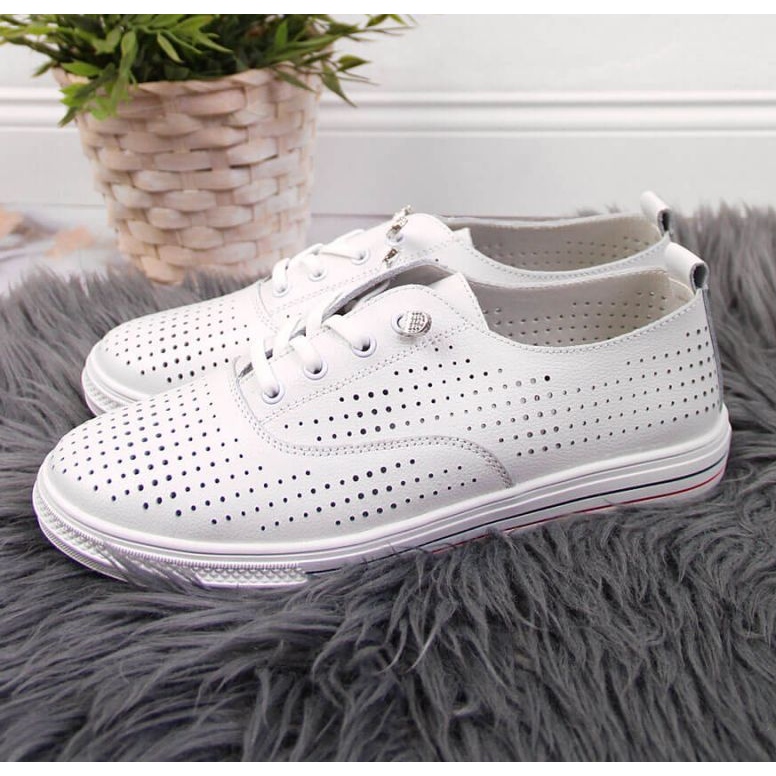 Nahkaiset harjakattoiset kengät Vinceza W JAN85 valkoiset valkoinen 2