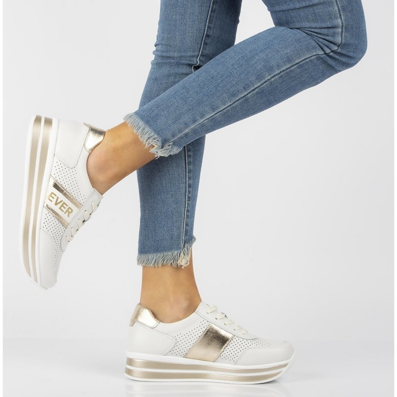 Nahkalenkkarit Filippo DP1414 / 22 Wh Go valkokulta valkoinen kultainen 2