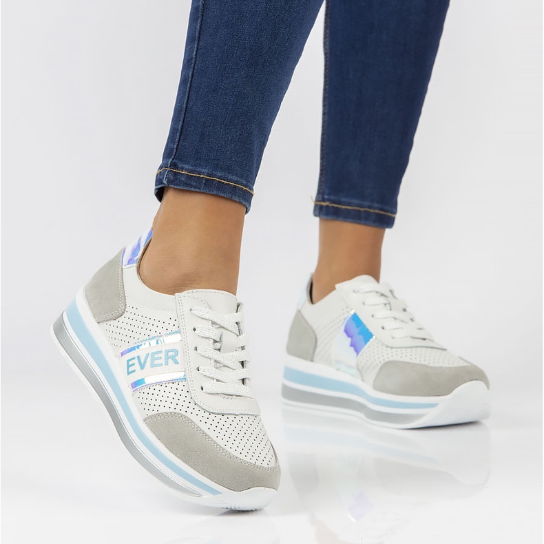 Nahkalenkkarit Filippo DP1414 / 22 Bl sininen valkoinen harmaa 1