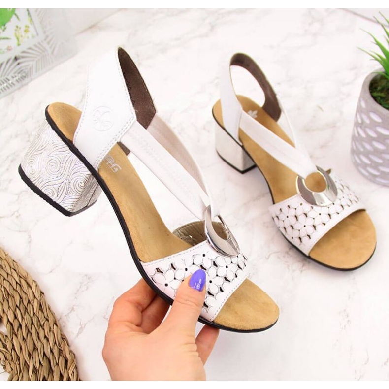 Nahkasandaalit kumilla Rieker W RKR433 valkoinen 1