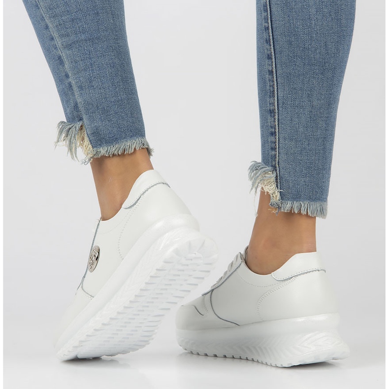 Nahkalenkkarit Filippo DP3547 / 22 Wh valkoinen 2