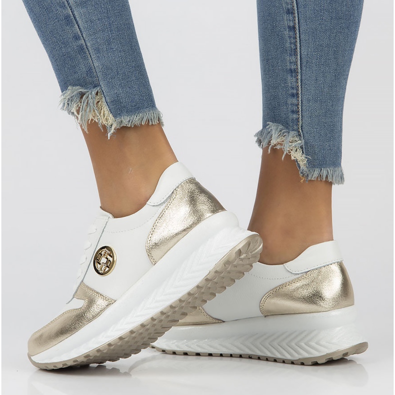 Nahkalenkkarit Filippo DP3547 / 22 Wh Go white valkoinen kultainen 2