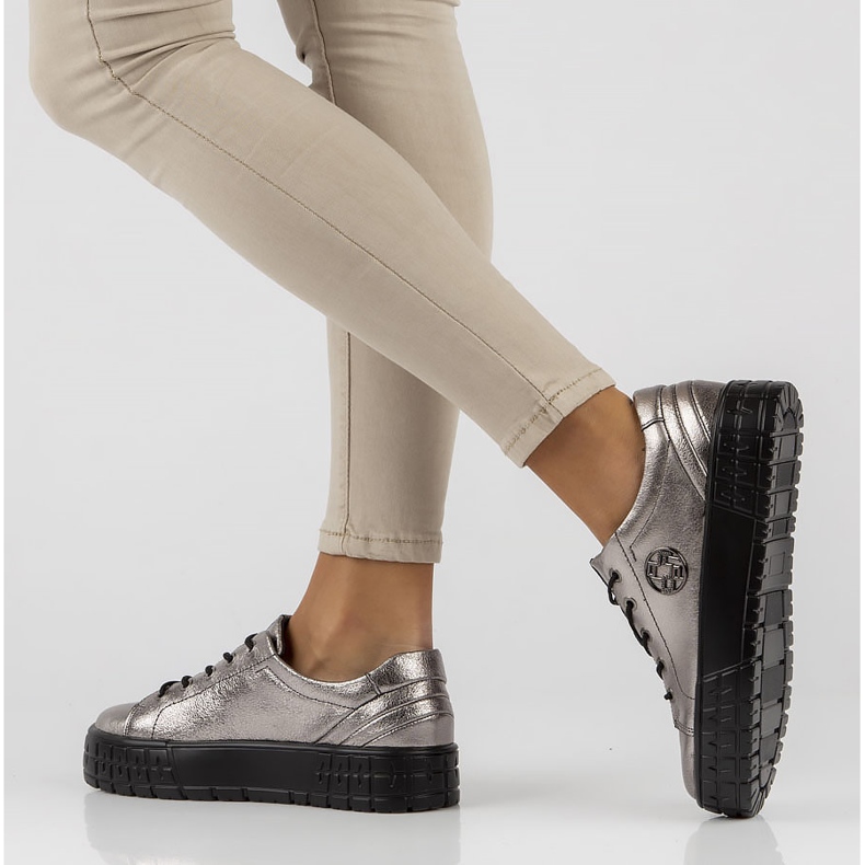 Nahkaiset lenkkarit FILIPPO DP3528 / 22 Gn gun metal hopea 1