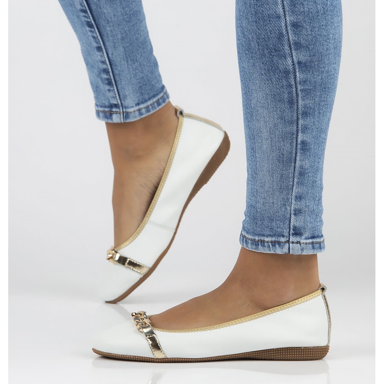 Nahkabalerinat Filippo DP3709 / 22 Wh valkoinen 1