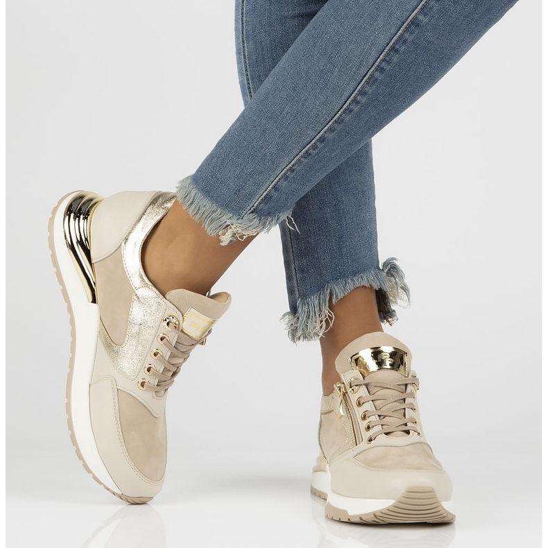 Nahkaiset lenkkarit Filippo 144 beige 1