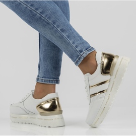 Nahkalenkkarit Filippo DP3689 / 22 Wh valkoinen kultainen 1