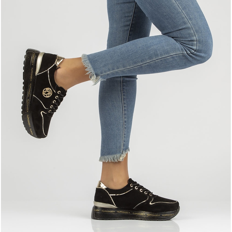 Nahkalenkkarit Filippo DP3558 / 22 Bk mustat kultainen 2