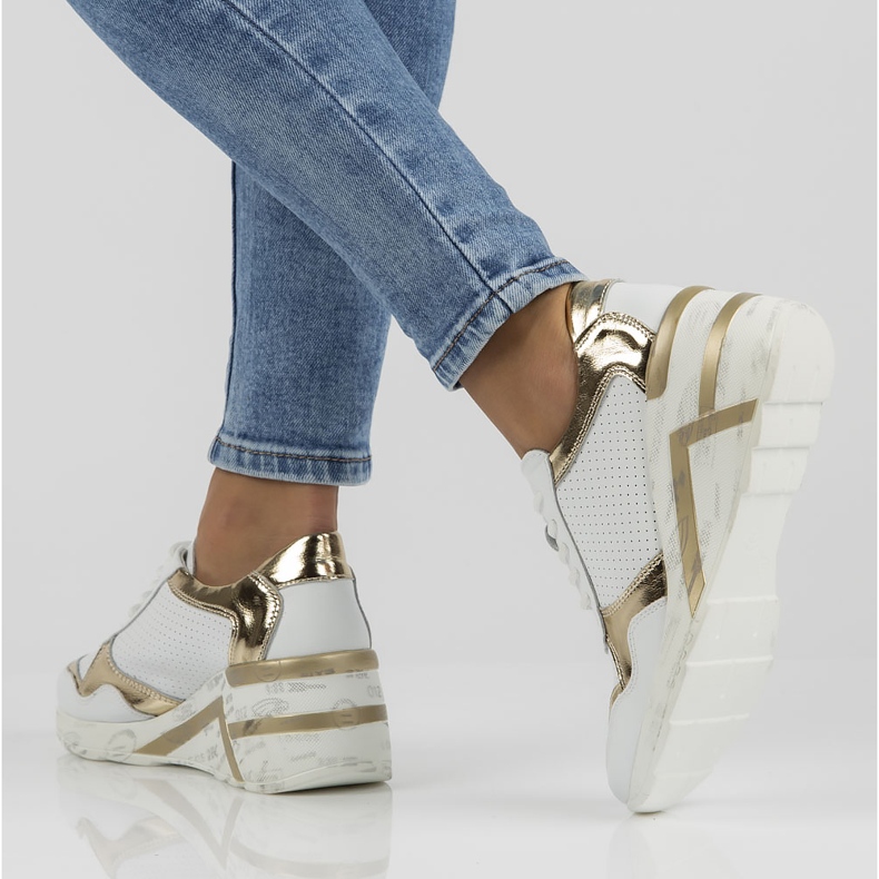 Nahkalenkkarit Filippo DP3693 / 22 Wh valkoinen kultainen 1