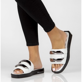 Nahkaiset tossut Filippo DK3903 / 22 Wh valkoinen 1