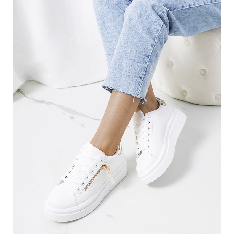 Valkoiset ja kullanväriset naisten Tamis-lenkkarit valkoinen kultainen 1