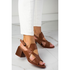 Nahkaiset korkeakorkoiset sandaalit LA.FI ruskea 1