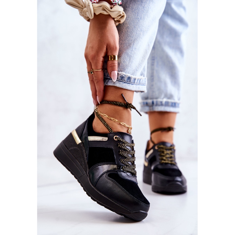 S.Barski Mustat Rayana nahkaiset urheilukengät kiilassa 1