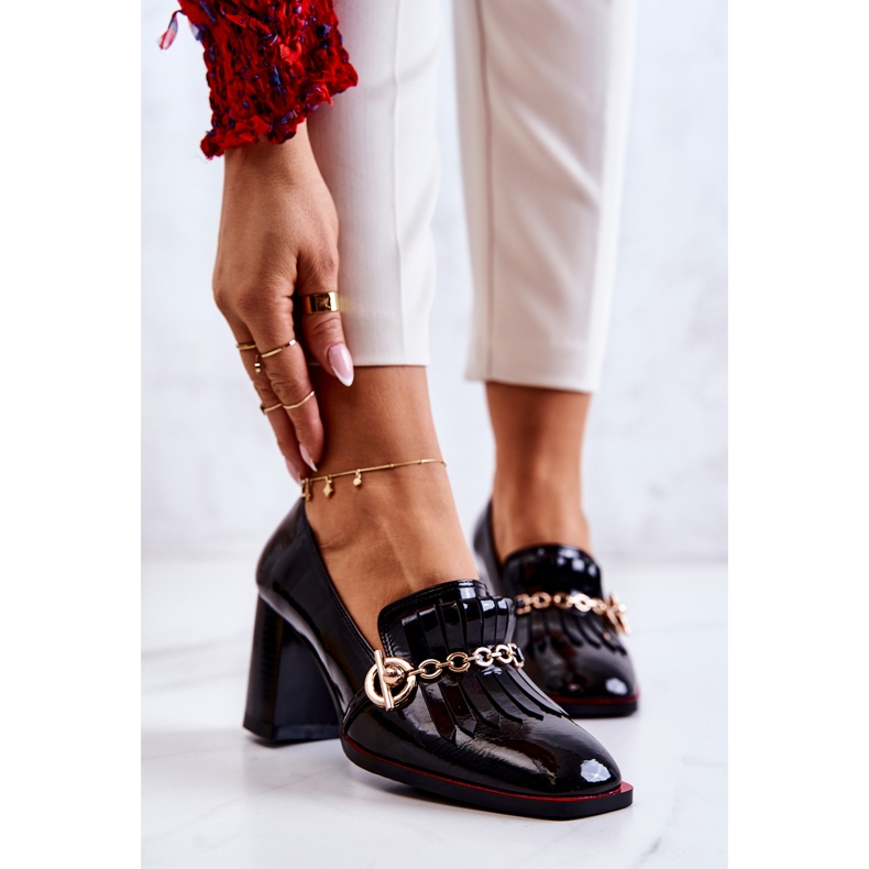 S.Barski Lakatut trendikkäät mustat Jenice-pumput 1