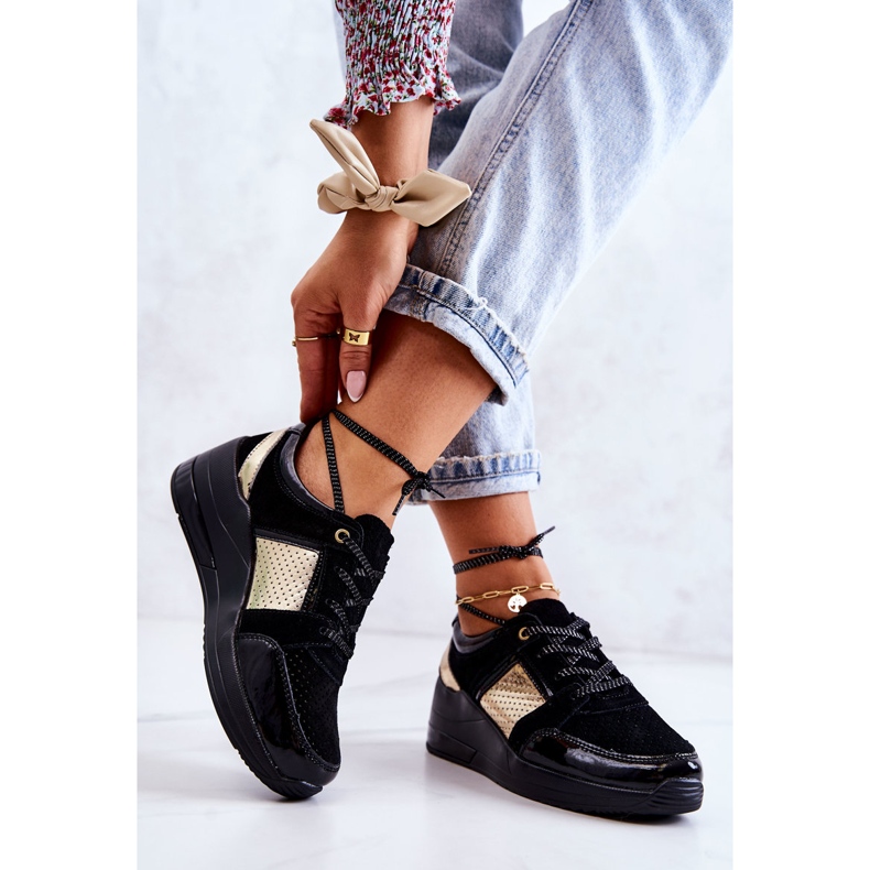 S.Barski Naisten mokkanahkaiset urheilukengät musta Larson 2