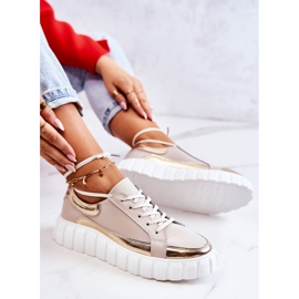 S.Barski Naisten Brogues beigen ja kullan Noriso-alustalla kultainen 1