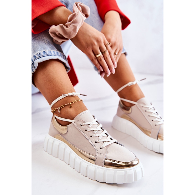 S.Barski Naisten Brogues beigen ja kullan Noriso-alustalla kultainen 2