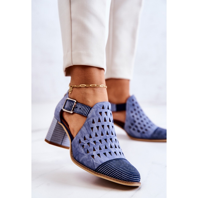 Naisten nahkaiset harjakattoiset saappaat Maciejka 04962-06 Sininen 2