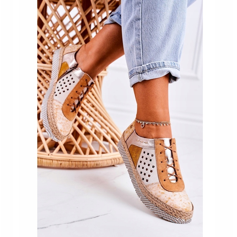 Naisten nahkakengät Maciejka keltainen 03339-44 2