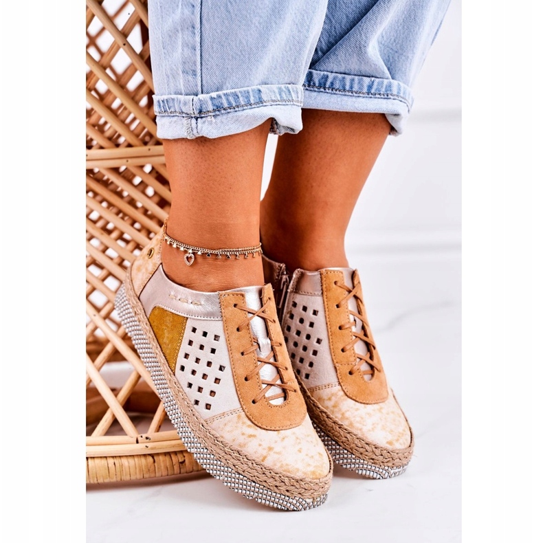 Naisten nahkakengät Maciejka keltainen 03339-44 3