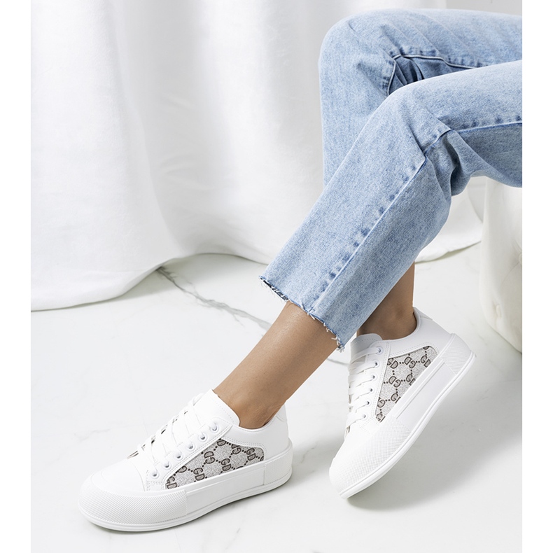 Valkoiset lenkkarit Birkett-alustalla valkoinen harmaa 2