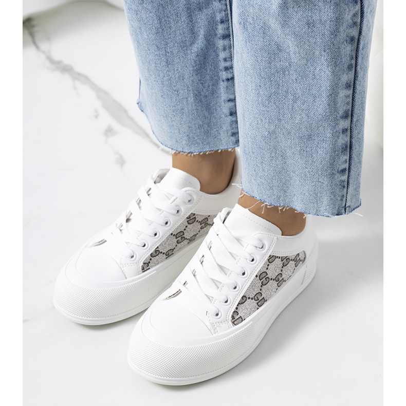 Valkoiset lenkkarit Birkett-alustalla valkoinen harmaa 1