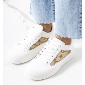 Valkoiset ja ruskeat tennarit Birkett-alustalla valkoinen 1