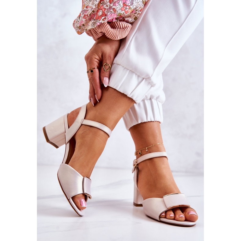 Sergio Leone Eco-Leather High Heels Beige 2